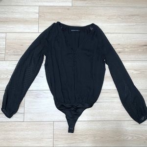 Abercrombie & Fitch Black Textured Bodysuit